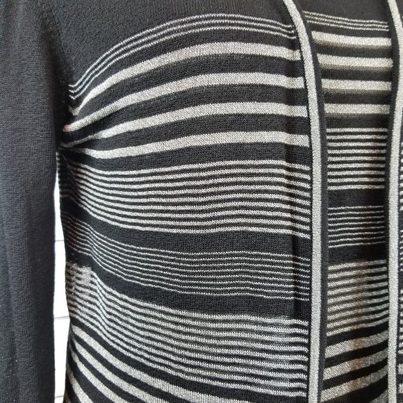 Escada black and silver striped twin set cardigan sleeveless top women's size 8 - Picture 5 of 9